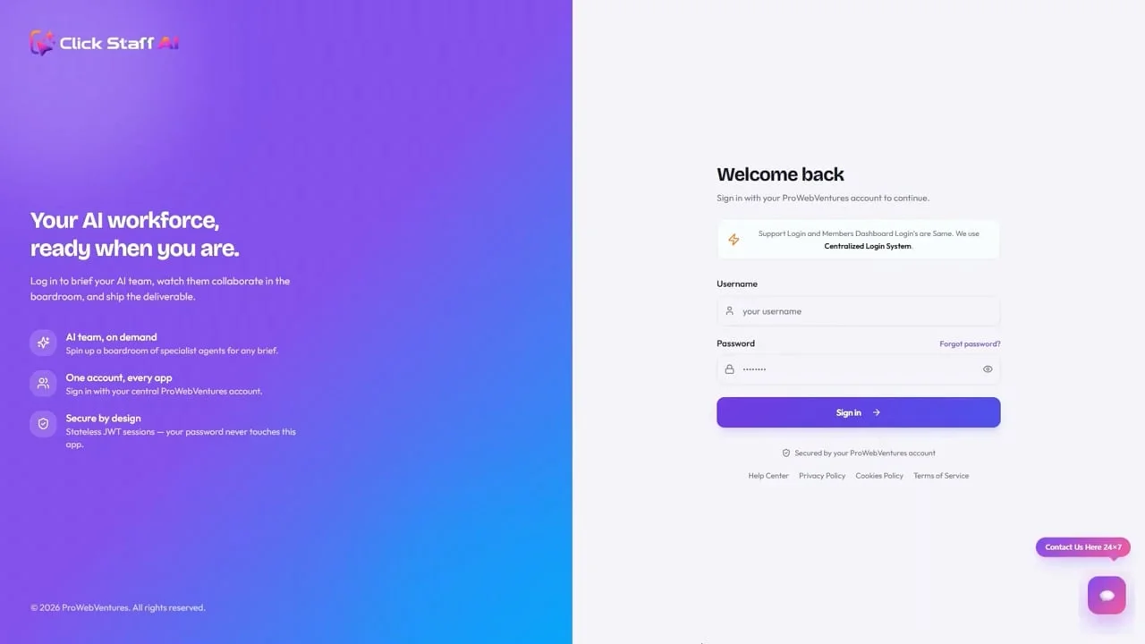Click Staff AI review: boardroom dashboard demo screenshot